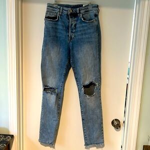 H&M  &Denim Mom Jeans High Waist Distressed Stretch Jean Size 6